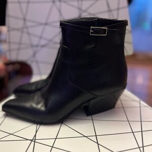 Franco Sarto Amber Snip toe ankle boot Blk leather sz 10